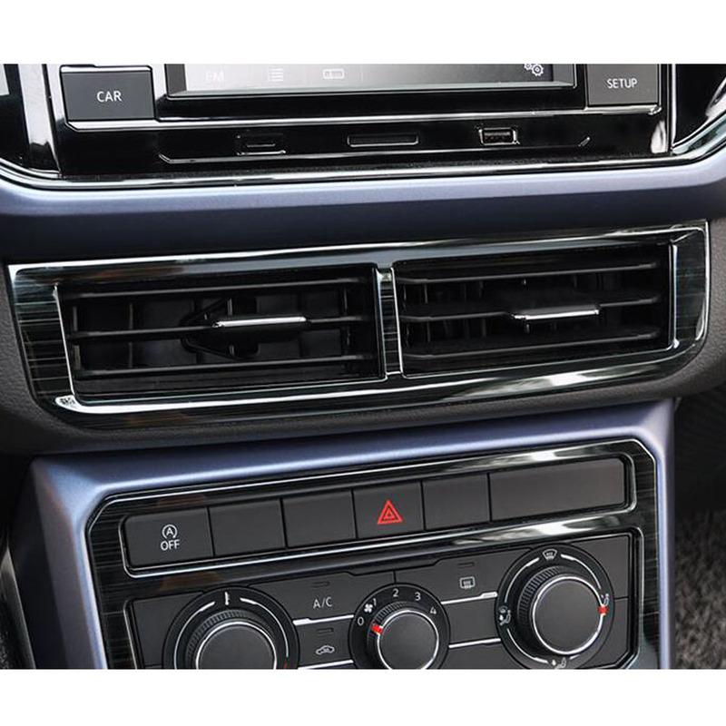 Stainless Steel Gear Box Panel Cover Brushed Black Door Audio Speak Sound Trim Frame For Volkswagen VW T-cross Tcross -