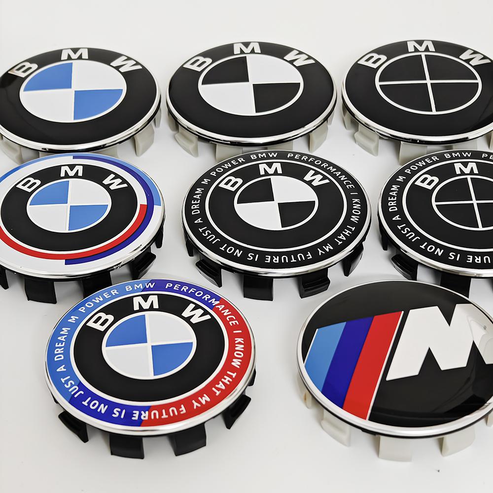 DSJW3 4pcs For BMW 50th E90 E60 F10 F20 G20 G30 E53 E85 E70 56mm 68mm Blue White Car Hub Cap Wheel Center Cap Emblem Badge Accessories