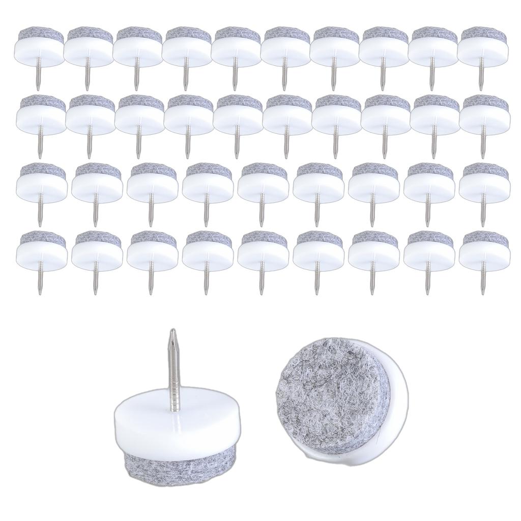 50Pieces Practical Furniture Sturdy Felt Pad With Nails for Wood and Tile Floor Without Slip Designs 22mm Diameter