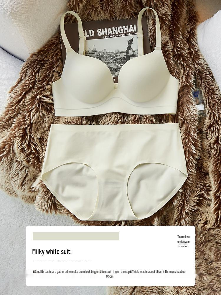 Women's Seamless Push-Up Bra & Underwear Set - Small Chest, Adjustable Anti-Sag Support, Thin Summer Design