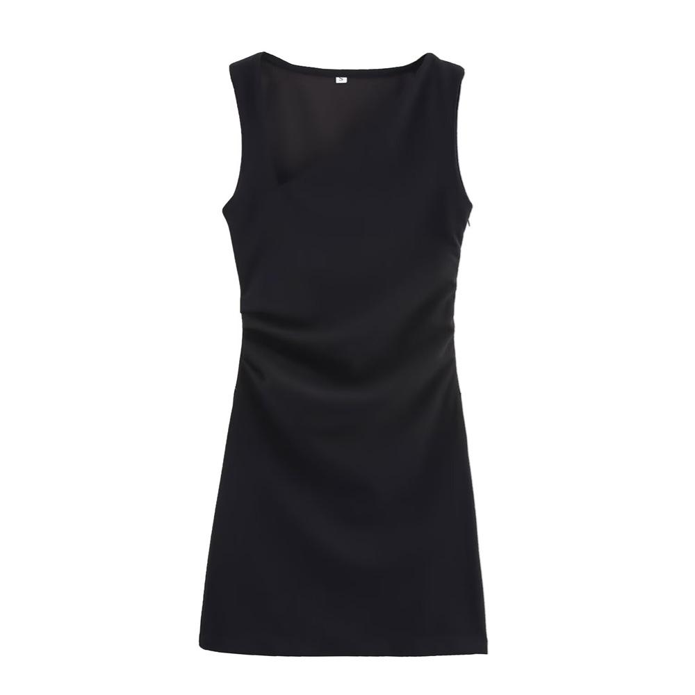 

Весна/Лето 2025 Женское Облегающее Однотонное Плиссированное Платье на Одно Плечо Small чёрный