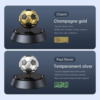 Solar Rotating Football Car Ornament Air Freshener Decorations Soccer Aroma Diffuser Perfume Accessories Fragrance Dashboard Men