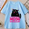First of All Im A Delight T Shirt Unisex WoUnisex Funny Black Cat TShirt Cotton Short Sleeve Graphic Tee Casaul Round Neck Cat