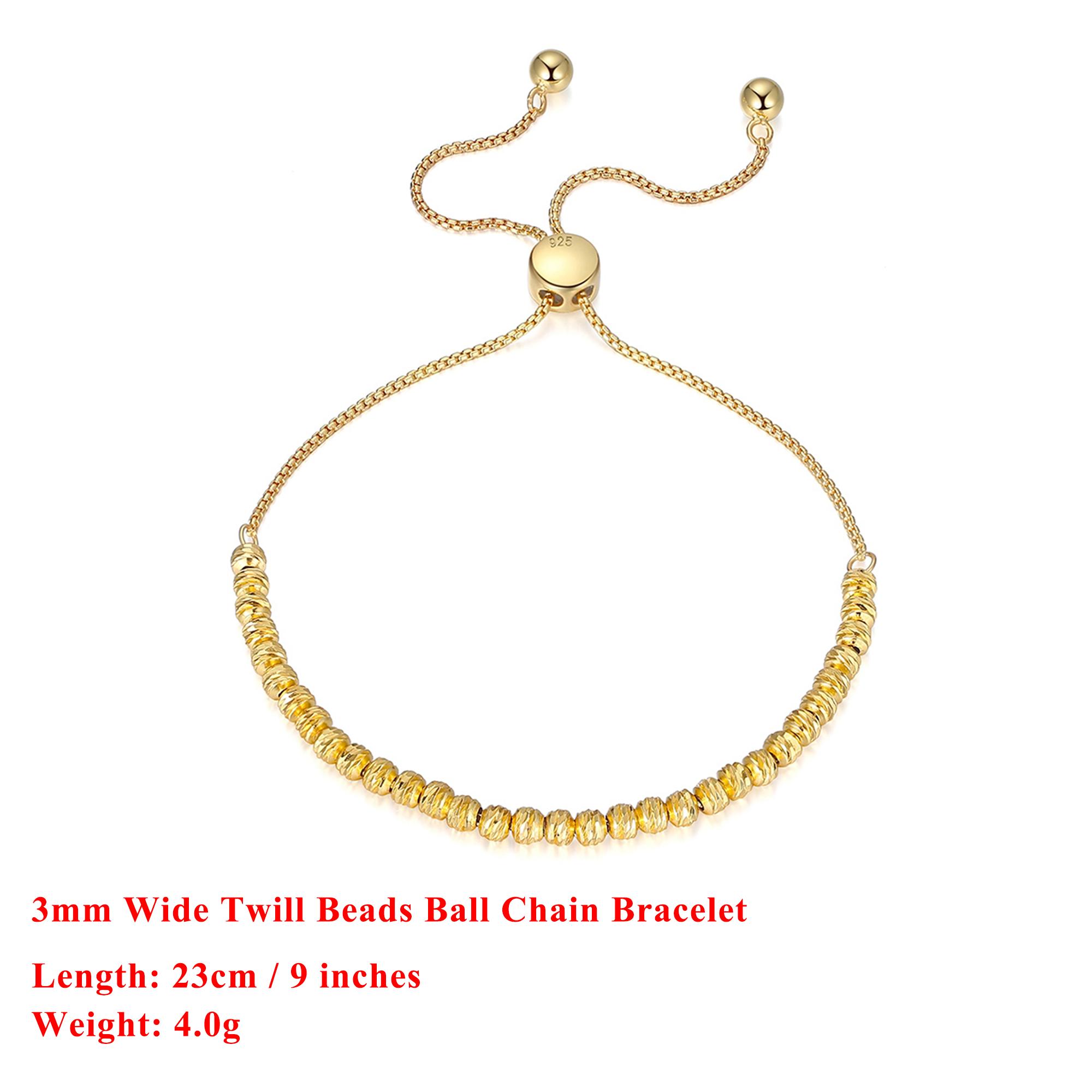 

EFFIE QUEEN 3MM Beads Bracelet for Women Adjustable Simple Daily Jewelry 925 Sterling Silver Beads Box Chain Bracelet Gift SB125