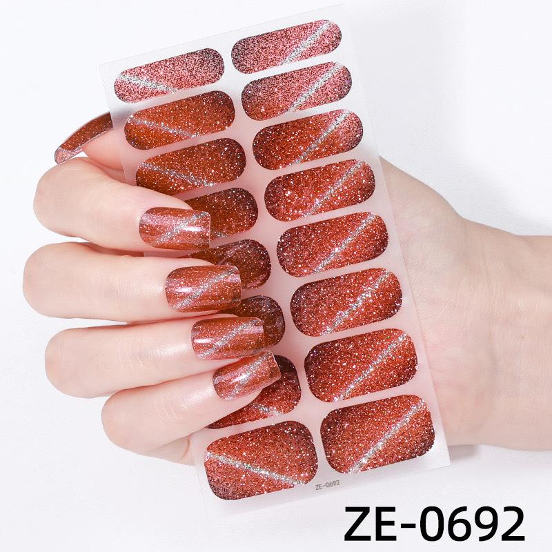 16Tips Cat Eye Nail Stickers, UV Semi-Cured Gel Nail Polish Strips Self-Adhesive Magnetic Cat Eye Effect Nail Art Wraps with Nail File