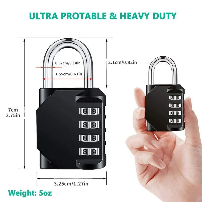 ZEXEF 1pc Combination Lock Resettable 4 Digit Padlock with Combination Waterproof and Heavy Duty Combination Padlock Outdoor