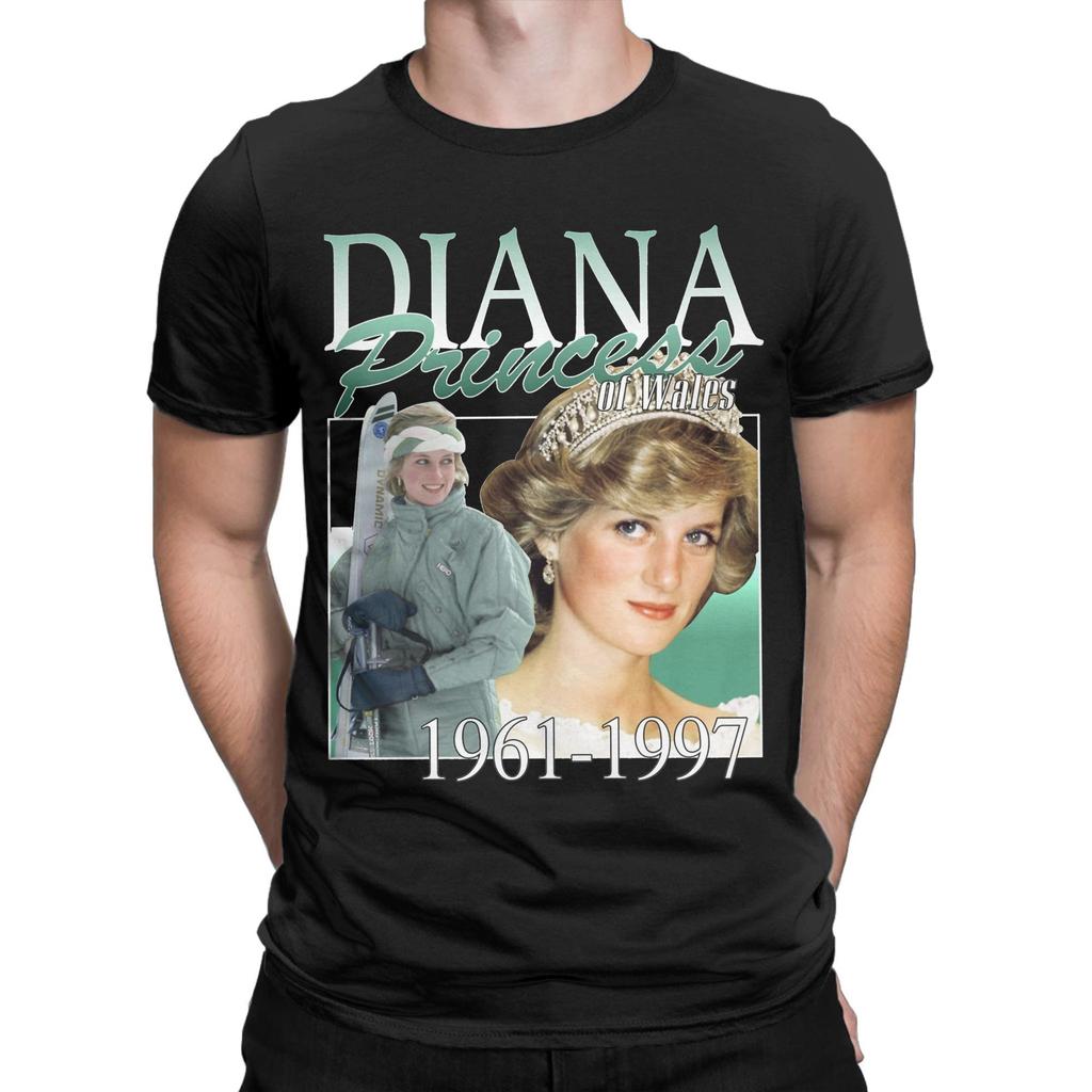 Diana Princess Vintage Style 1961-1997 T Shirts for Men Cotton Cool T-Shirt Crewneck  Tees Short Sleeve Clothing Gift Idea