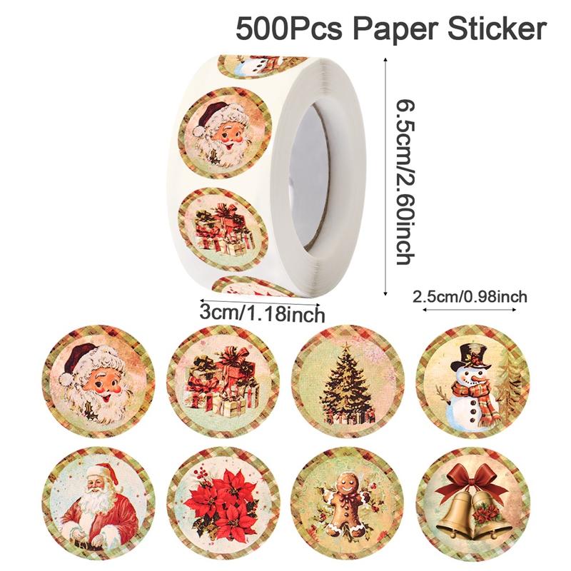 

500PCS Vintage Christmas Stickers Small Children s Stickers for Kids Roll Packing Sticker Lables Christmas Decorations 2026 2.5cm
