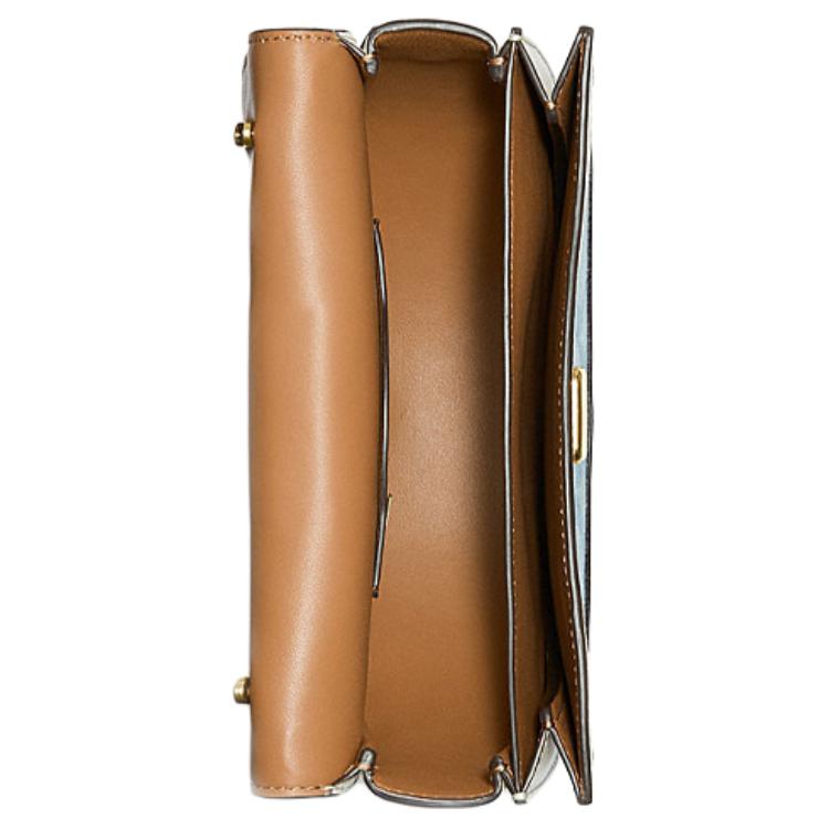 Coach Alie 21 Monogram Color Block Chain Chambray Canvas Print Leather And Fabric Saddle Bag Crossbody Small Women saddle bag C4694-B4SUX