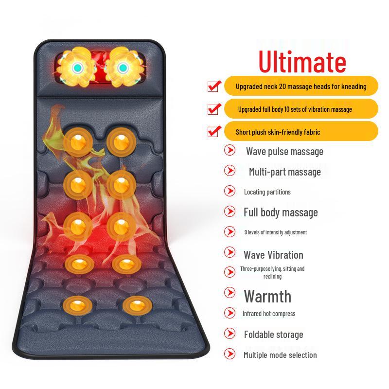 Foldable Full Body Massage Mattress with Heated Cervical Spine and Waist Relief for Home Use
