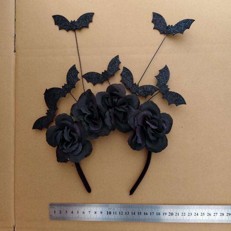 Halloween Role-Playing Headband Cute Artificial Flowers Gothic Bat Headband Creative Dance Party Costume Headwear Hair Accessory