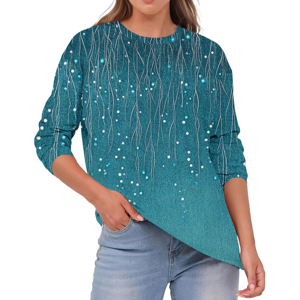 Women's Fashionable Casual Round Neck Solid Color Long-sleeve Top