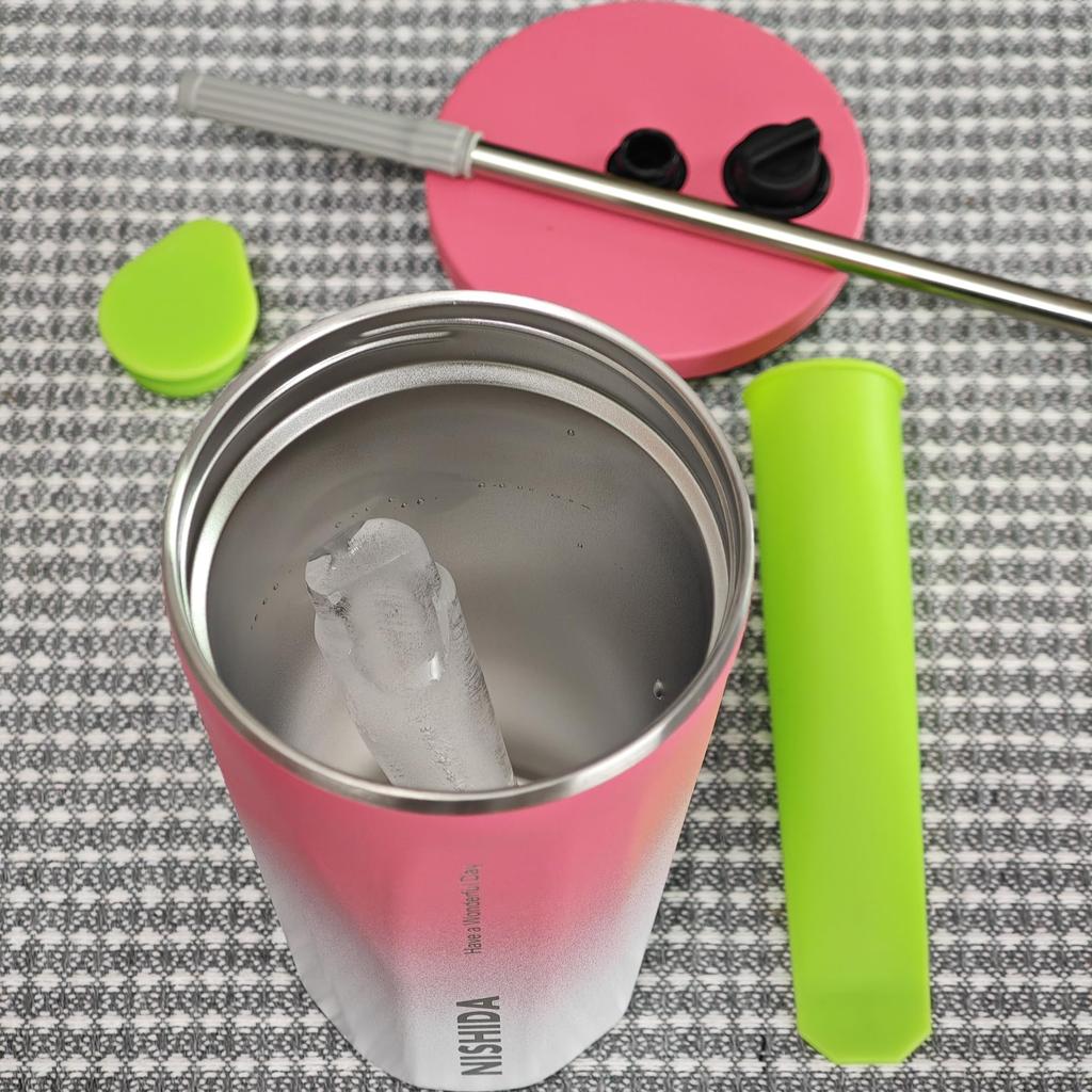 Nishida Hot with Lid and Stainless Perfect for with Silicone Ice Vacuum 600ml Tumbler, Insulated, & Cold, Straw, Stylish, Steel, Office, Outdoors,