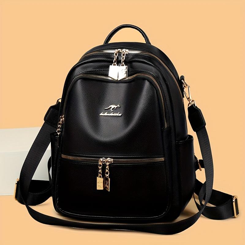 Fashionable PU women s backpack, suitable for shopping and travel, high-quality single-shoulder bag чёрный