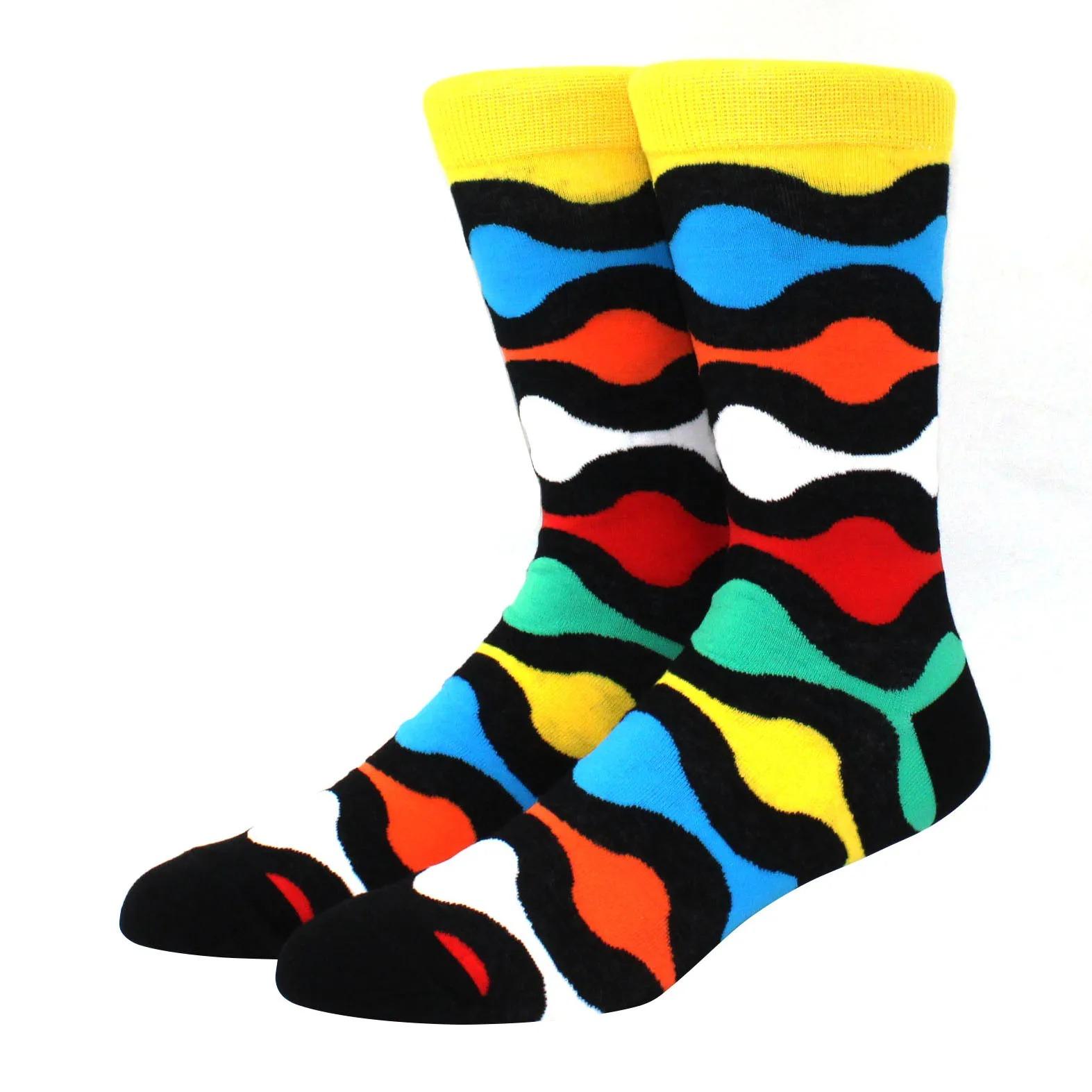 

1 пара мужских носков в стиле хип-хоп с рисунком в виде шахматной доски, молнии, пламени, скейтборда EU38-46