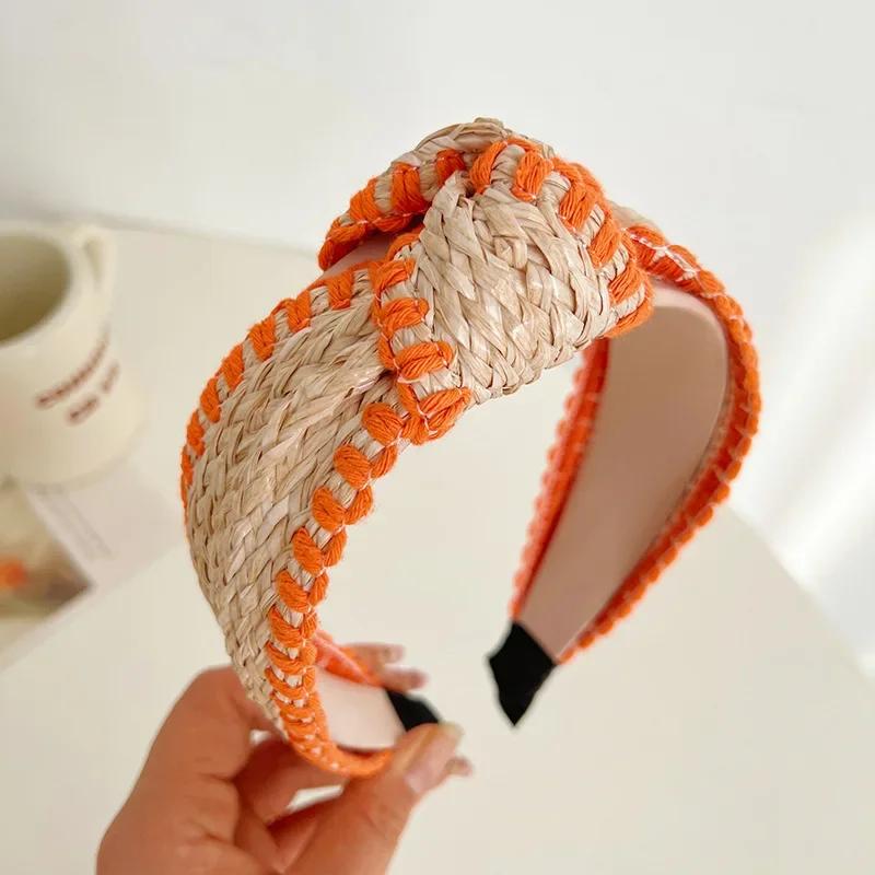 Wide-Brimmed Straw Headband  Bohemian Hair Band Elegant Graceful    Diademas Para El Pelo Mujer Trendy Headband for Women