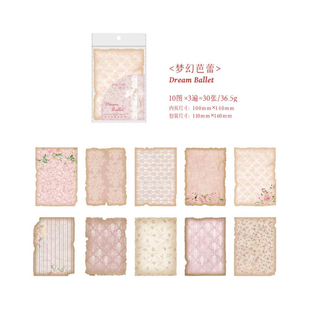 30Pcs/Bag Various Styles Vintage Material Paper Decorative Diary Album DIY Scrapbooking Handmade Background Papers Craft Supply