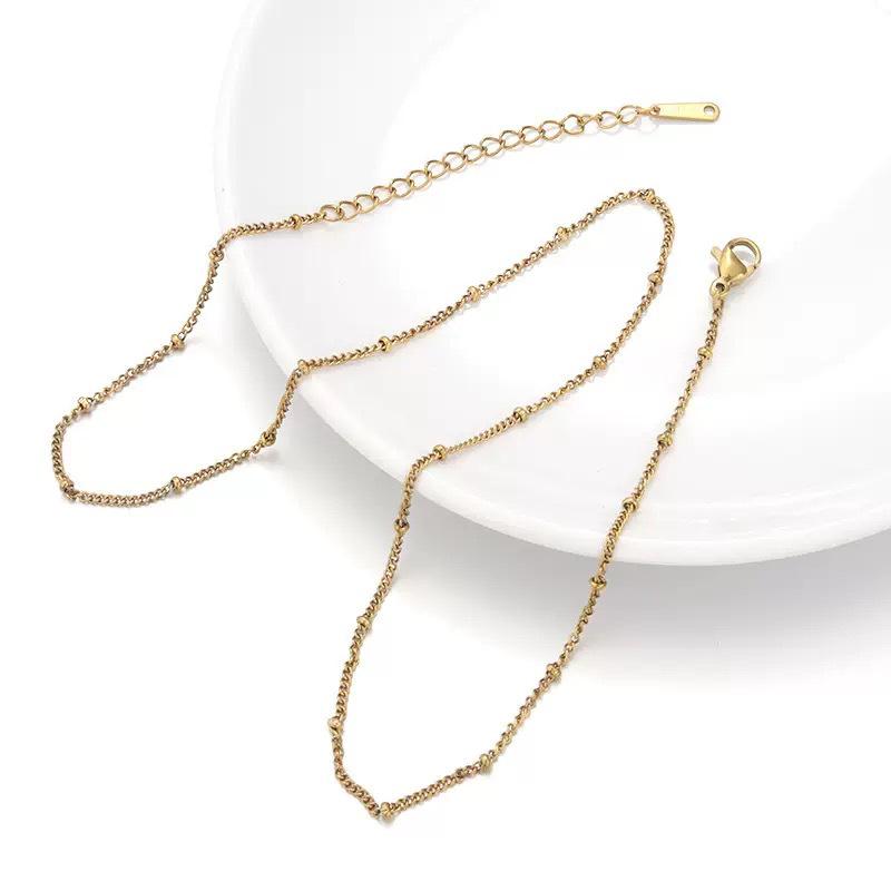 Edelstahl Tropföl Perlen-Kugelketten-Halskette – Nicht verblassend, Farberhaltend, Handgemachter DIY-Schmuck