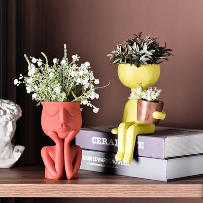 Sculptură umană abstractă ghiveci de flori din rășină vază container pentru plante de birou
