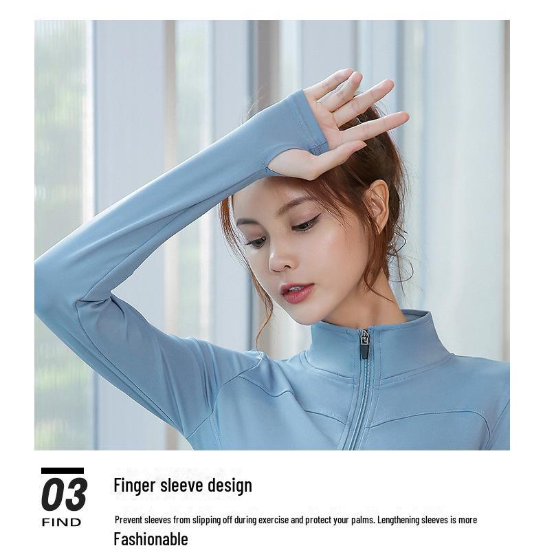 Women's Long-Sleeve Yoga Jacket & High-Waist Pants Set - Nude Peach