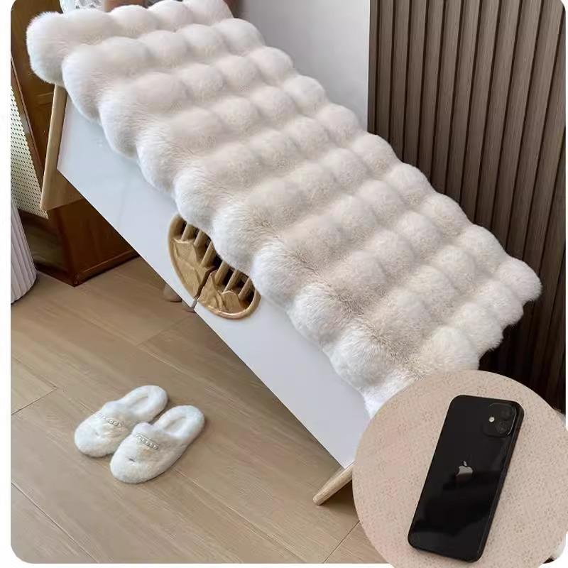Rabbit Plush Shoe Changing Stool with Cushion and Mat