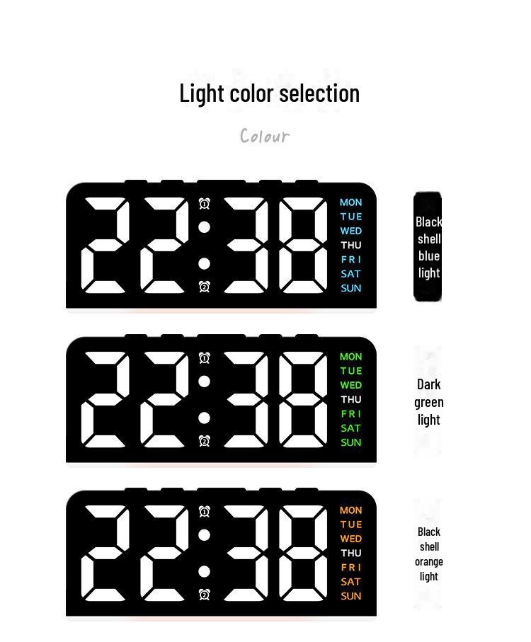 Ceas digital LED transfrontalier GH8033: Afișaj mare, dată, alarmă multifuncțională și lumină de atmosferă