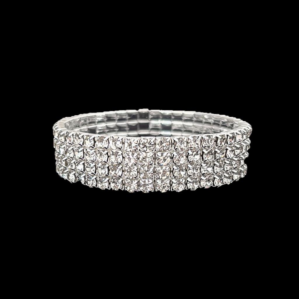 Women's Full Diamond Elastic Bracelet, Fashion Rhinestone Stretch Bangle