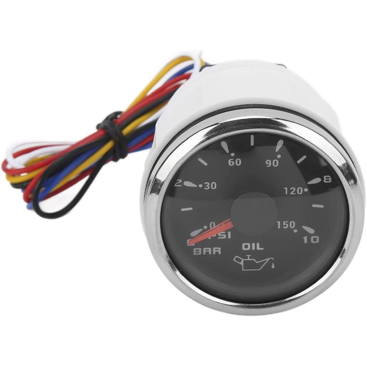 Oil Pressure Gauge Kit,Oil Pressure Gauge,Press Pressure Gauge Pointer 52mm/2.0inch 10?184|? Colourful Backlight Adjustable Universal for Cars чёрный