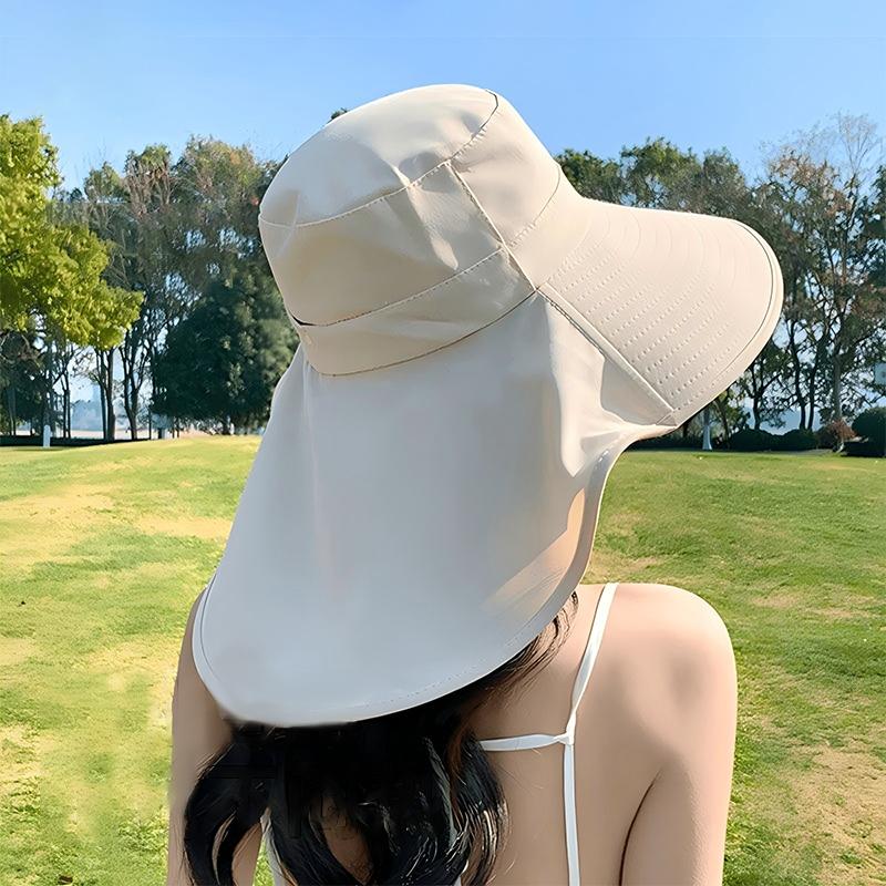 Summer Outdoor Travel Sunshade Sun Hat Detachable Cape Mask Sun Hat Women Ponytail Large Brim Beach Hats