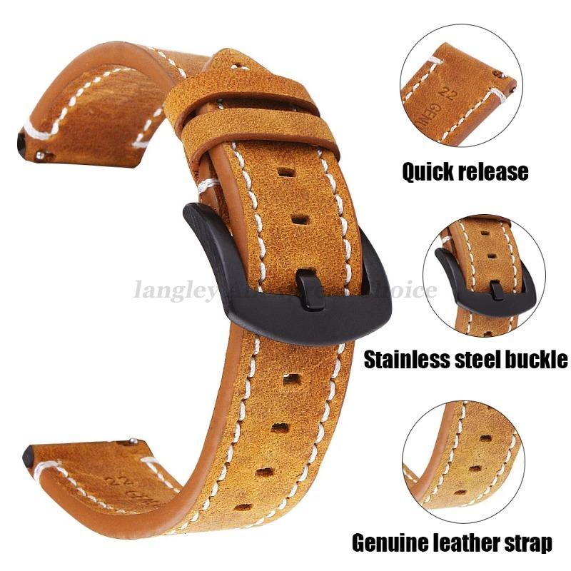 Watchband Geniune High-end Retro Calf Leather Watchbands 18/19mm 20mm 21mm 22mm 24mm Watch Strap For Samsung Watch Strap For Huawei Watch