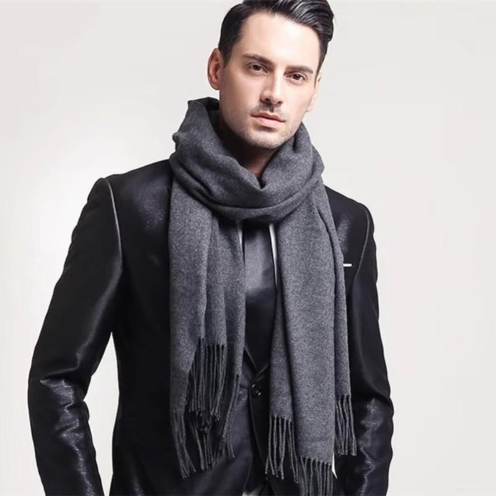 Solid Color Warm Scarf Long Tassel Shawl Fashion Men Scarf