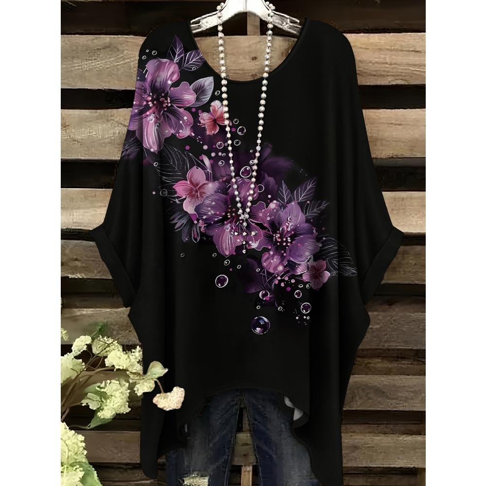 Sommer Elegante Frau Blumenprint Oberteil Vintage Rundhals Damen Kurzarm Y2k Grafik T-Shirt Mode Y2k Kleidung Frau 2025