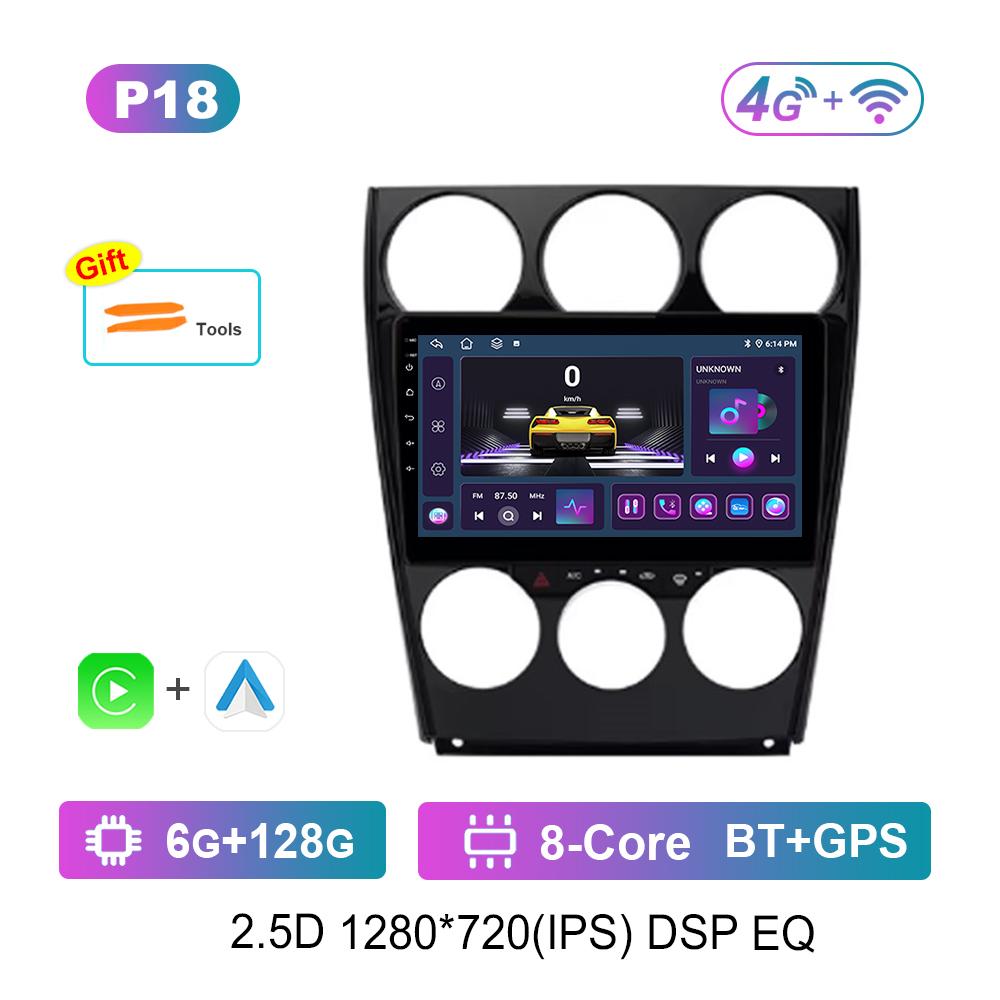 Navigație GPS pentru Mazda 6 2004 - 2015 Radio Auto Player Multimedia Sistem de Operare Android DSP Stereo WiFi Carplay Ecran QLED 4G Instrumente Auto