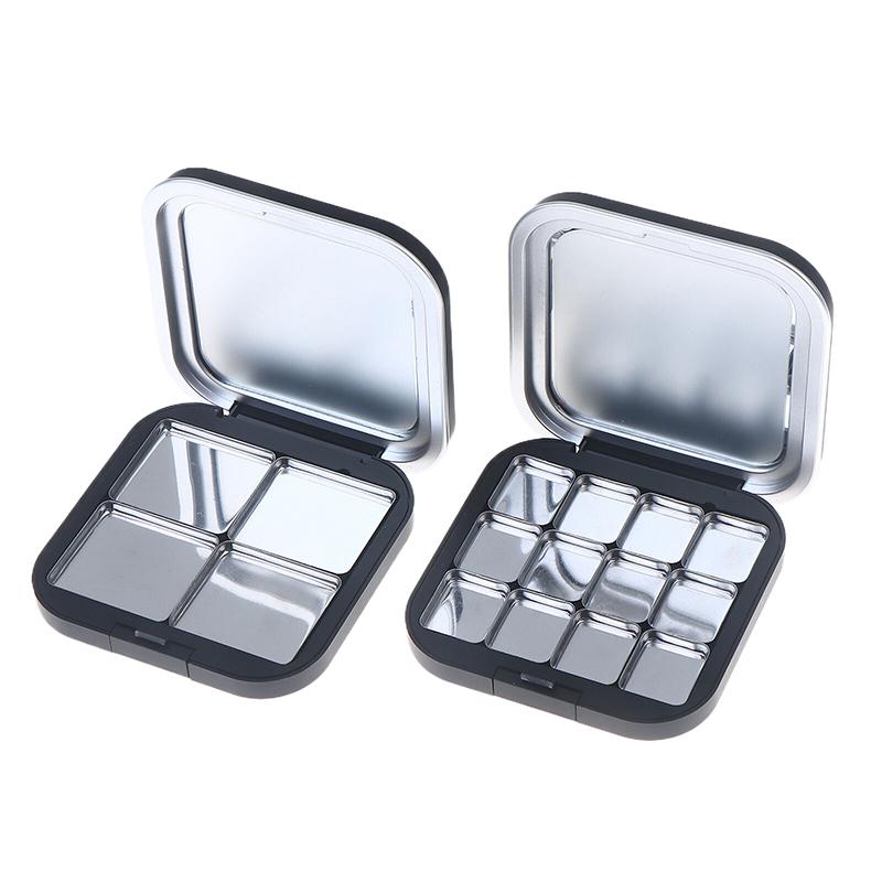 Empty Square Makeup Palette Magnetic Suction With Mirror Eyeshadow Blush Matte Black Box With Pan Cosmetic Blush Container