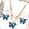 4-częściowy damski naszyjnik motylkowy kolorowy dwuwarstwowy cyrkoniowy kolczyk motylkowy modny prosty elegancki akcesoria motylkowe