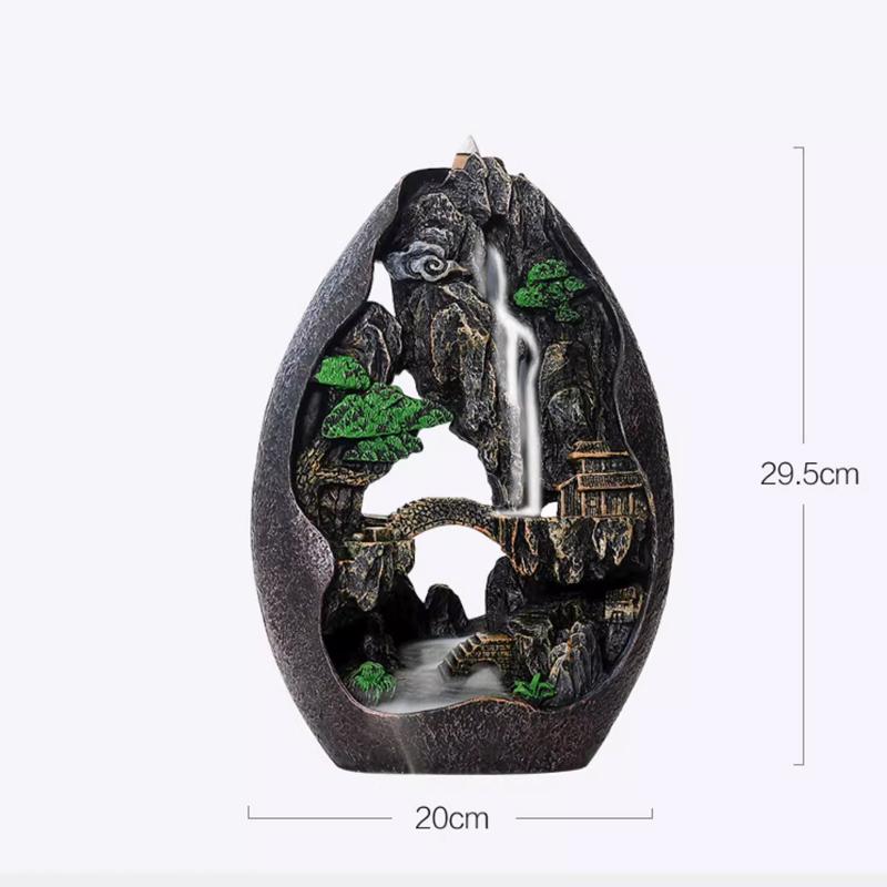 

Resin Alpine Flowing Water Aromatherapy Furnace Ornamental Sandalwood Creative Rockery Backflow Incense Furnace, Home Decor, 1Pc
