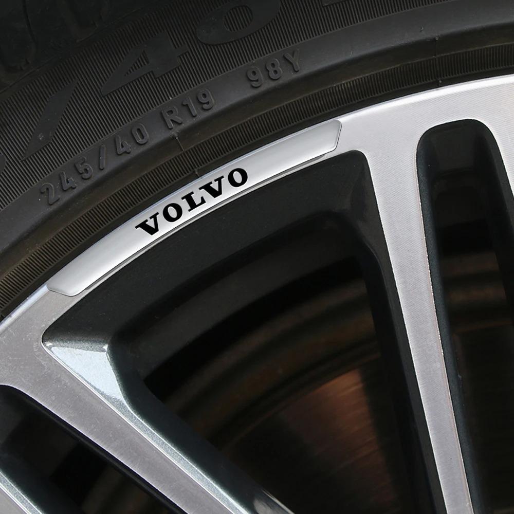 4 Piezas Aluminio Estilo Coche Llantas Pegatinas de Carreras Emblemas Decoración Auto Para Volvo XC60 S60 V40 V50 V60 XC90 S40 S80 C30 XC40
