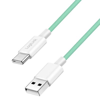 LogiLink USB-C To USB-A Cable 1.5m Nylon 60W 480Mbps Green USB 2.0