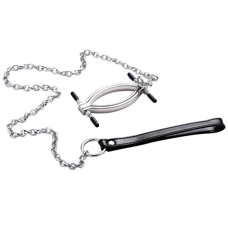 Erotic Sex Shop Labia Clamp With Metal Chain Bondage Gear Clitoris Stimulation Speculum Vagina Opener Sex Toys For Women