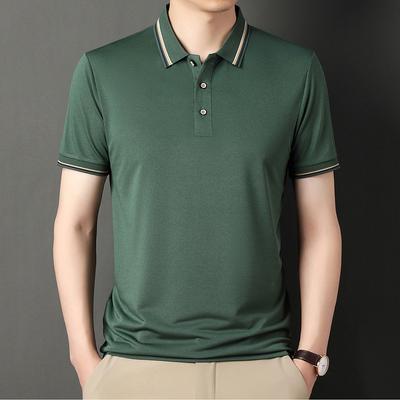 Verão Novo Jovem e Meia-Idade Secagem Rápida Algodão Masculino Solto Tecido Respirável Moda Polo Camisa