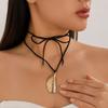 Elegante Halskette mit unregelmäßig gestreiftem Wassertropfen-Anhänger und verstellbarer Kette, Choker-Charm-Halsketten für modische Frauen