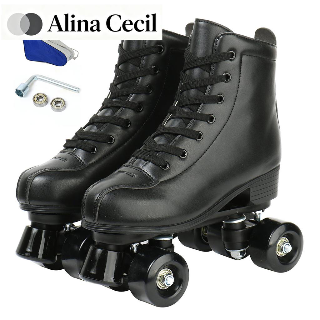 Rollschuhschuhe Größe 35-45 4 Räder Quad Sneakers Skaten Pu-Leder Sport Anfänger Herren und Damen Rollschuhschuhe Geschenk