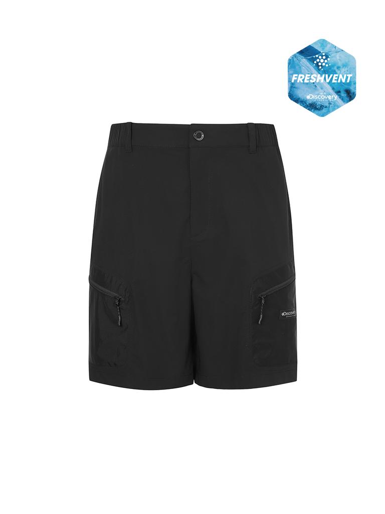 DISCOVERY EXPEDITION Freshvent Men'S Semi-Loose Material Mix Cargo Shorts (Black)