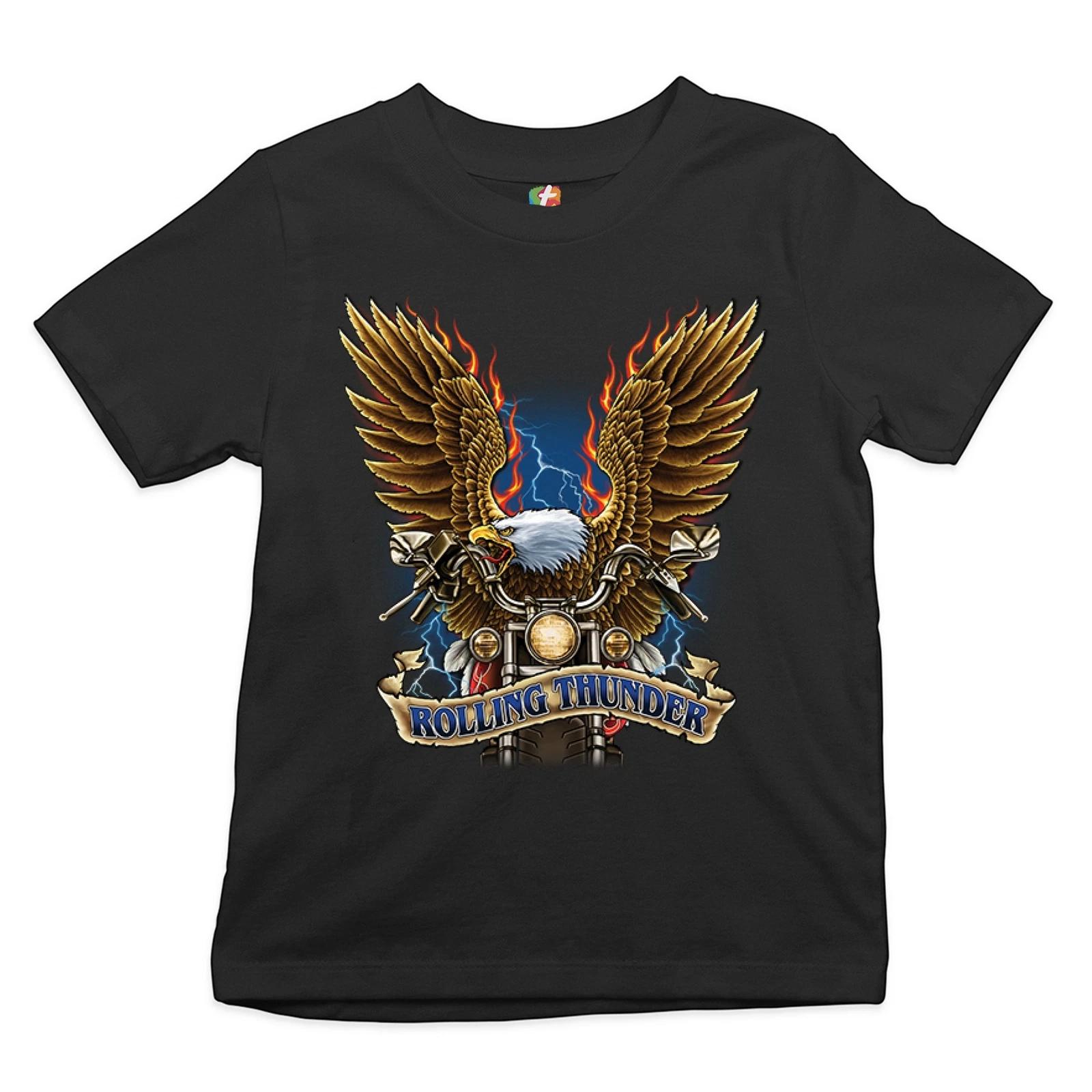 

Rolling Thunder Youth kids boys T-Shirt Biker Born to Be Wild Bald Eagle Outlaw Kids 120