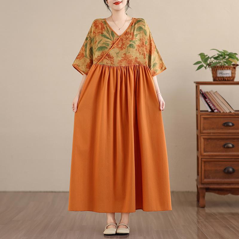 DIMANAF New 2026 Women Plus Size Summer Beach Lady Long Dress Loose Oversize Maxi Floral Print Fashion Holiday