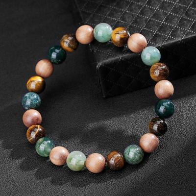 Natürliches Kristallachat & Amethyst Böhmisches Perlenarmband