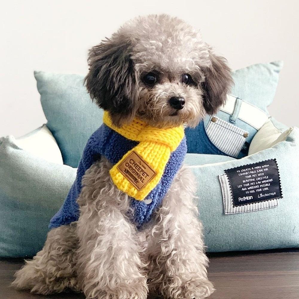 New Warm Pet Scarf Knitted Windproof Neckerchief Solid Color Coldproof Neck Warmer Puppy Accessories