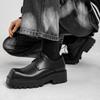 Young and Young Square Head Small Leather Shoes Men's Platform Heightening Trend Versatile Casual Shoes Men's Derby Shoes Wedding Shoes