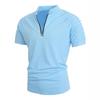 T-shirt Casual Sportiva Estiva alla Moda da Uomo con Zip Verticale sul Collo Elastica Versatile a Maniche Corte