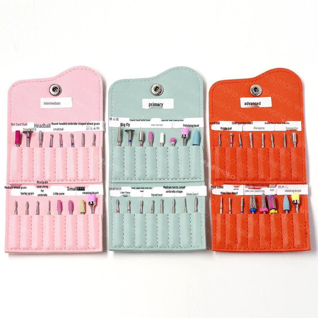 16-Piece Diamond Nail File and Grinding Bit Set with Storage Bag for Nail Art
